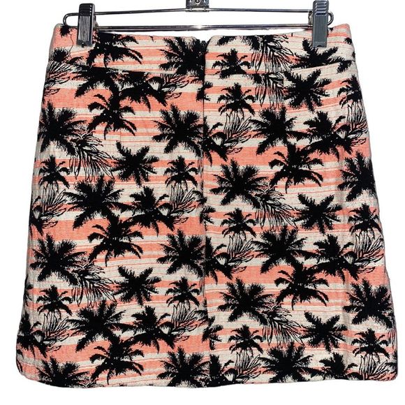 Topshop Palm Tree Mini Skirt Cotton Blend Multicolor Jacquard Size 4 - Picture 3 of 7